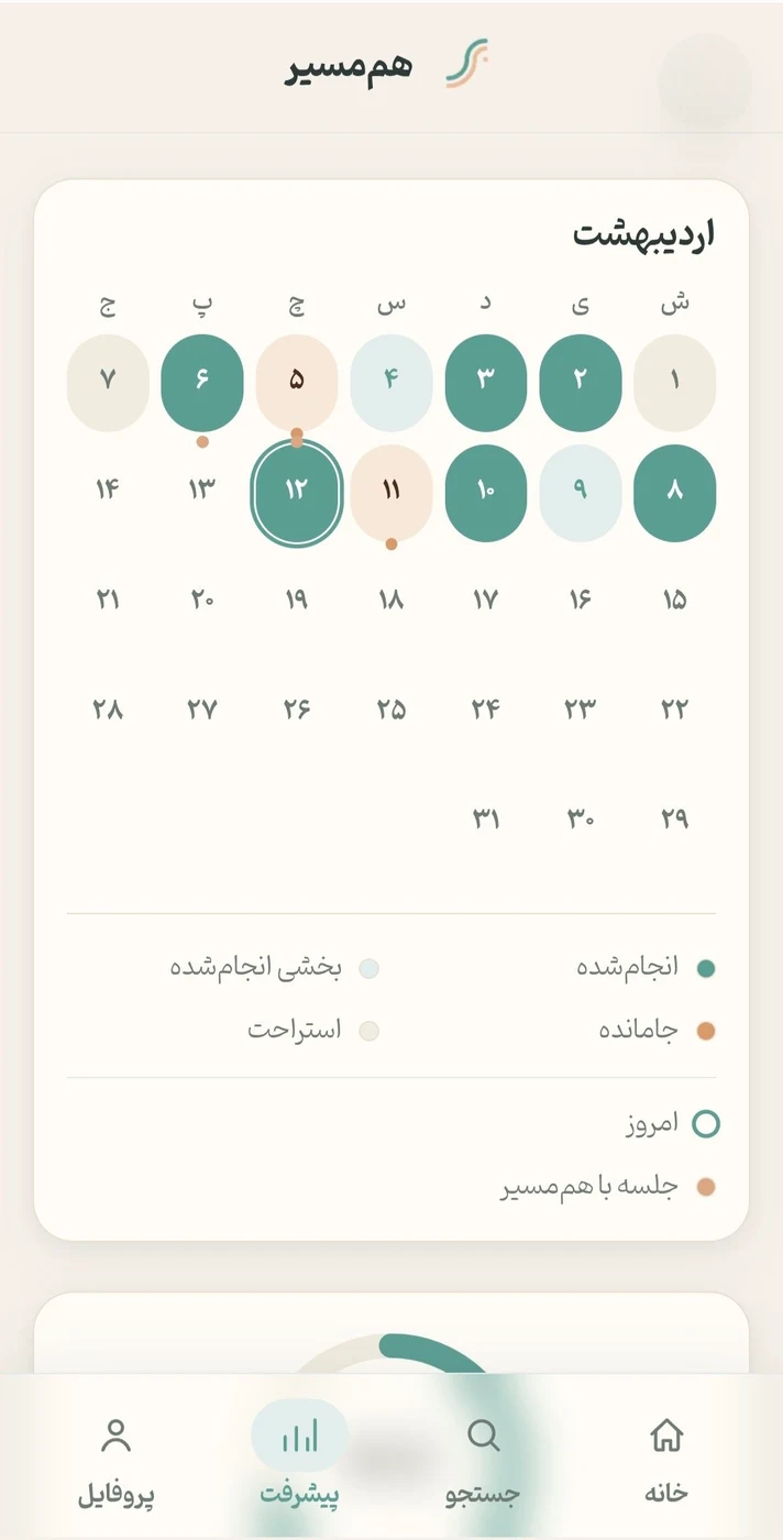 Ham-Masir progress calendar screen